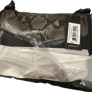 Botkier Valentina Flap Bag Green Black Snakeskin Embossed Pebbled Leather NWT